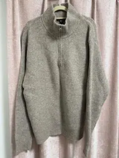 【新品未使用】UNIQLO スフレヤーンハーフジップセーター M ベージュ