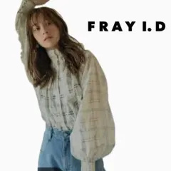 FRAY I.D /シャーリングハイネックチェックブラウス（キャミソール付）
