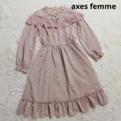 アクシーズファムポエティックレースデザインフリルワンピアワピンク