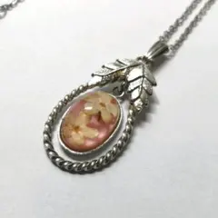 アンティーク　フラワーネックレス　ピンク