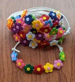 ハンドメイド　フェルト　カラフルお花　ネックレス　トリミングチョーカー　10本