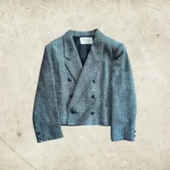 テーラードジャケット ツイード ショート丈 ヘリンボーン アンティーク 古着