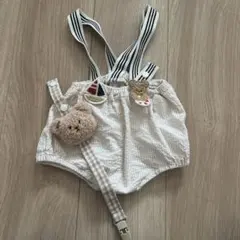 ロンパース 70-80cm ストライプ肩紐