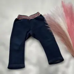 birthdayバースデー90ネイビー ストライプウエストパンツ裏起毛