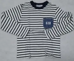 ボーダー長袖カットソー デニムポケット付き