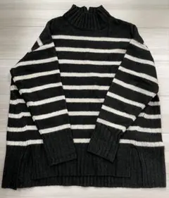 VIS ハイネック ボーダー ニットセーター サイズF