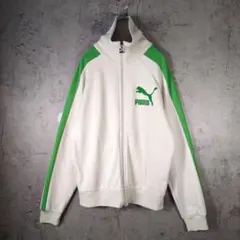 あいみょん レトロ PUMA プーマ トラックジャケット 黒白 PUMA - 32【90s】PUMA(プーマトラックジャケット刺繍ロゴ あの