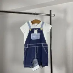 くまちゃん ロンパース 60-70 キッズ ベビー クマ オーバーオール柄