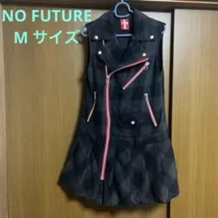 NO FUTURE NANAチェック柄ライダースジャケット風ワンピース　プリーツ