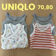 UNIQLO ベビー肌着 70・80　４点マリンボーダー　ボディスーツメッシュ