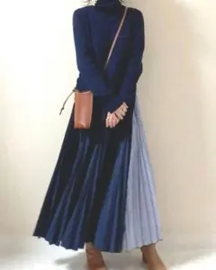 新品♡一体型タートルネックマキシ丈ワンピース