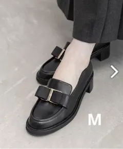 RANDA リボンパーツヒールアップローファー　M