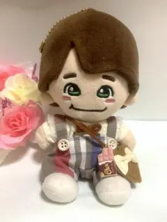 なにわ男子　ちびぬい　ぬい服　サロペット　グレーピンク青チェック柄