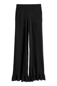H&M Studio 裾フリル ストレッチ リブ ニット ワイドパンツ