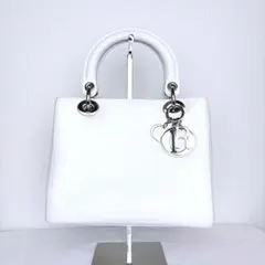 【Dior/ディオール】レディディオール ミディアム レザー 白 シルバー金具