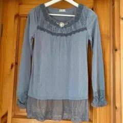 axes femme カットソー 長袖トップス レース お花装飾 春物インナー