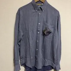 刺繍　90s イタリア製　カステルバジャック 長袖シャツ　メンズXL相当サイズ