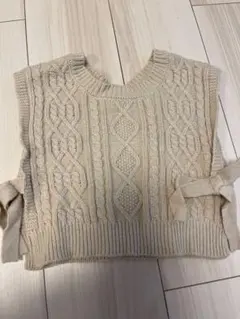 BREEZE ベージュ ケーブルニット ベスト 110〜120