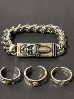 メキシカンジュエリーシルバーリングセットy2kヴィンテージ指輪アクセサリークロス