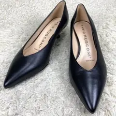 『未使用級』FABIO RUSCONI パンプスVカット ヒール ブラック