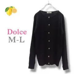 2『新品』レディース ブラック リブ ケーブル 長袖カーディガン【M-L】ボタン