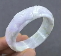 ソーティング済】ラベンダー本翡翠の彫刻バングル（内径54ミリ強 
