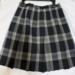 East チェック柄プリーツスカート ネイビー系