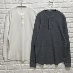 2点セット UNIQLO ユニクロ ワッフルヘンリーネックTシャツ サーマル