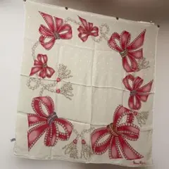 NINA RICCI 大判シルクスカーフ リボン柄 ジュエリー ブローチ