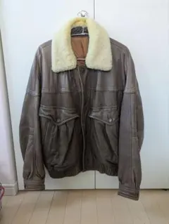 ブラウンレザーオーバーサイズジャケット 古着 ラムレザー 本革