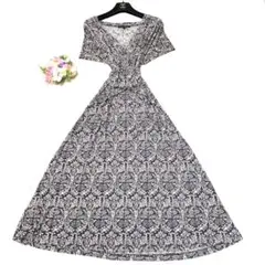 ★極美品　ローラアシュレイ　ワンピース　伸縮　花❤︎ボタニカル♡リボン　L XL