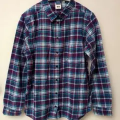 UNIQLO 長袖ネルシャツ レディースM 青紫チェック