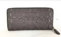 COACH F74918 ダークブラウン型押しレザー メンズ レディース長財布 