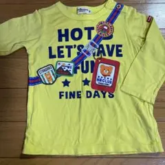 ホットビスケッツ　ミキハウス　だまし絵　イエロー長袖Tシャツ90