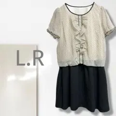 k1【L.R】ワンピース/美品 ドット柄 フレア 大人可愛い 半袖 ひざ上丈 楽