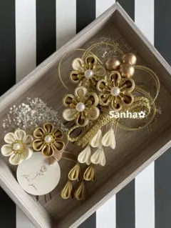 T-1157 つまみ細工 髪飾り 水引 卒業式 成人式 結婚式 七五三 髪飾り