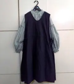 美品 サニークラウズ 黒 エプロン ワンピース 重ね着用