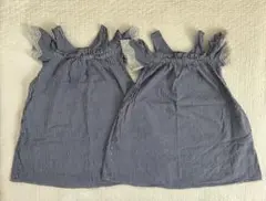ワンピース　女の子　110cm 2枚まとめ売り　双子　オフショルダー　ブルー