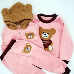 匿名配送 キッズ服 セットアップ 3点セット 110cm ピンク 女の子 長袖