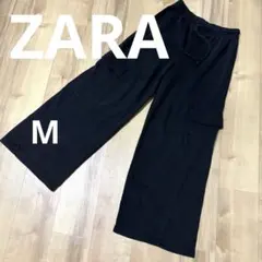 ZARA ストレートレッグ プラッシュ カーゴパンツ スウェットパンツ M 黒