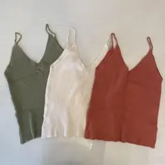 リブ編みキャミソール 3色セット
