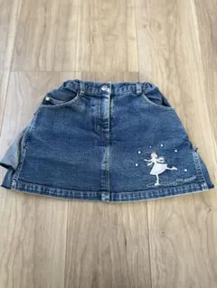 デニムスカート 110cm フリル刺繍
