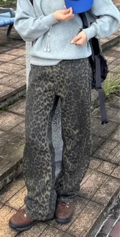 nugu bom レオパードコットンパンツ