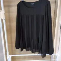 INDIVI ブラック プリーツ長袖シャツ 38