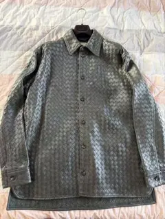 BOTTEGA VENETA イントレチャート レザーシャツジャケット 48