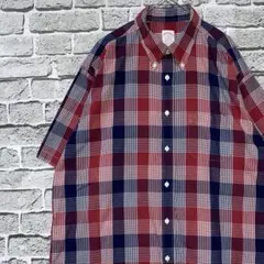 ブルックスブラザーズ半袖シャツ！レッドチェックXL 1002