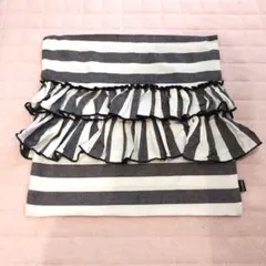 Francfranc フリル クッションカバー ストライプ