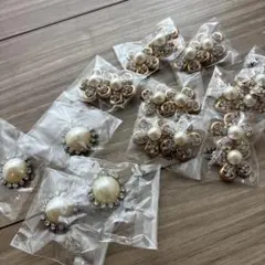 パールとクリスタルのデコレーションパーツ計20個まとめ売り