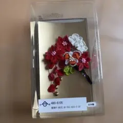 髪飾り 剣花 赤 つまみ細工 日本製のサムネイル