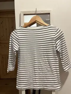 無印　ボーダーボートネックカットソー